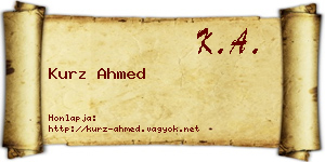 Kurz Ahmed névjegykártya